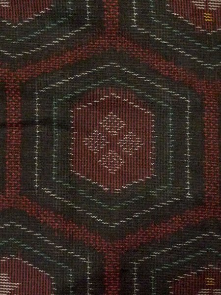 Photo7: M0627O Used Japanese women Dark Black HAORI short jacket / Silk. Flower, Made in Korea  (Grade C) (7)