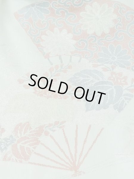 Photo6: M0627P Used Japanese womenPale Light Green HAORI short jacket / Silk. UME plum bloom,   (Grade C) (6)