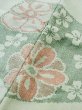 Photo10: M0627P Used Japanese womenPale Light Green HAORI short jacket / Silk. UME plum bloom,   (Grade C) (10)