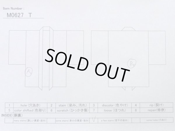 Photo12: M0627T Used Japanese women  Vermilion HAORI short jacket / Silk. Grass   (Grade B) (12)