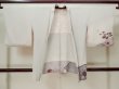 Photo1: M0627X Used Japanese women Light Gray HAORI short jacket / Silk. Flower,   (Grade C) (1)