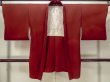Photo1: M0627Y Used Japanese women  Vermilion HAORI short jacket / Silk. Mountain,   (Grade D) (1)