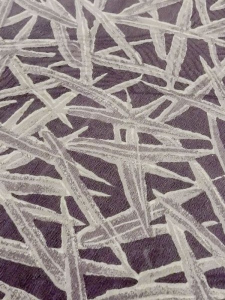 Photo7: M0627Z Used Japanese womenLight Grayish Purple HAORI short jacket / Silk. Bamboo leaf,   (Grade D) (7)