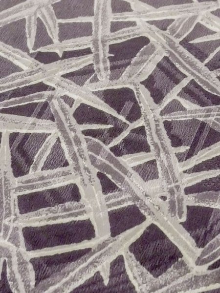 Photo8: M0627Z Used Japanese womenLight Grayish Purple HAORI short jacket / Silk. Bamboo leaf,   (Grade D) (8)