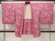 Photo1: M0628A Used Japanese womenLight Grayish Pink HAORI short jacket / Silk. UME plum bloom,   (Grade C) (1)