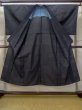 Photo2: M0704A Used Japanese men  Black HITOE unlined / Silk. Stripes   (Grade B) (2)