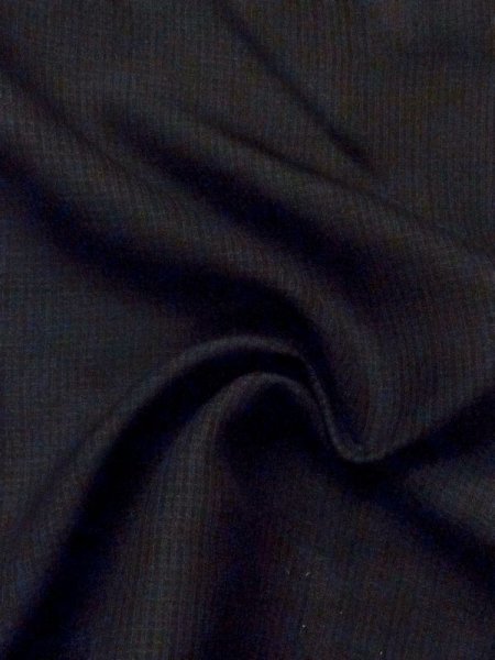 Photo9: M0704H Used Japanese men  Black Summer / Silk. Plaid Checks   (Grade D) (9)