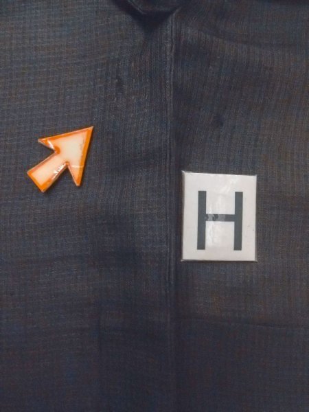 Photo19: M0704H Used Japanese men  Black Summer / Silk. Plaid Checks   (Grade D) (19)