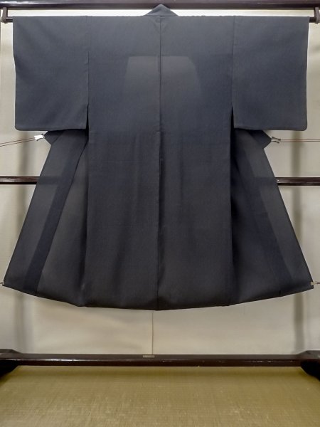 Photo1: M0704I Used Japanese men  Black HITOE unlined / Linen. Line,   (Grade D) (1)