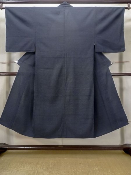 Photo1: M0704J Used Japanese men Dark Indigo Blue HITOE unlined / Linen. Line,   (Grade D) (1)
