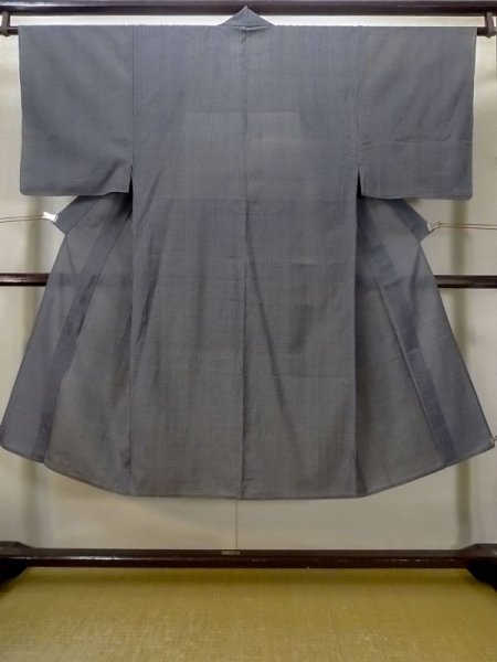 Photo1: M0704M Used Japanese men  Gray HITOE unlined / Linen. Quadrangle   (Grade D) (1)