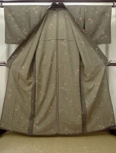 Photo2: Mint M0704Q Used Japanese men  Brown HITOE unlined / Synthetic. HAGI flower Fringed pink pattern  (Grade A) (2)