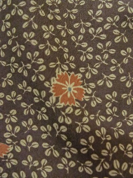 Photo7: Mint M0704Q Used Japanese men  Brown HITOE unlined / Synthetic. HAGI flower Fringed pink pattern  (Grade A) (7)