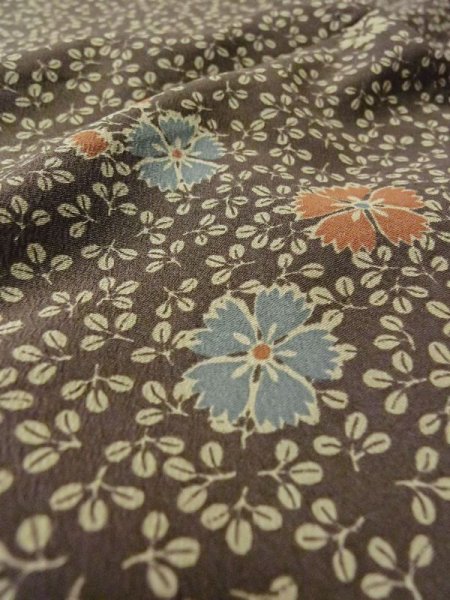 Photo8: Mint M0704Q Used Japanese men  Brown HITOE unlined / Synthetic. HAGI flower Fringed pink pattern  (Grade A) (8)
