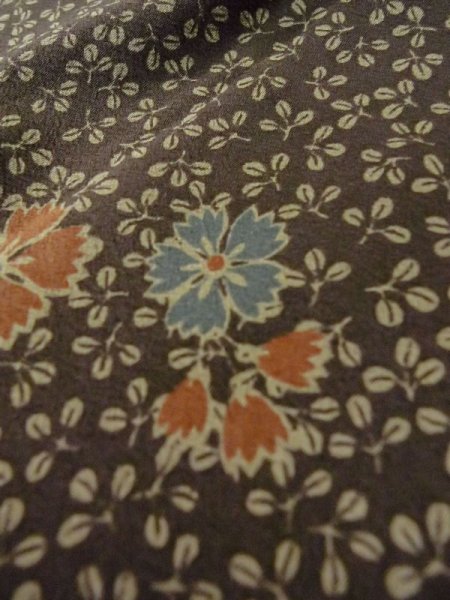 Photo10: Mint M0704Q Used Japanese men  Brown HITOE unlined / Synthetic. HAGI flower Fringed pink pattern  (Grade A) (10)