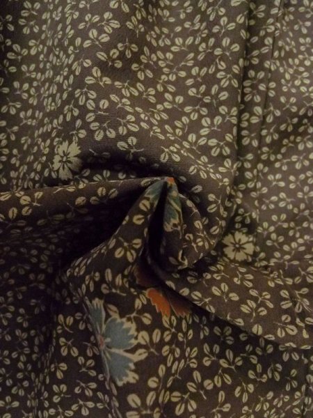 Photo12: Mint M0704Q Used Japanese men  Brown HITOE unlined / Synthetic. HAGI flower Fringed pink pattern  (Grade A) (12)