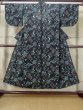 Photo1: M0704R Used Japanese women  Black HITOE unlined / Cotton. Flower,   (Grade C) (1)