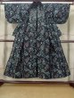Photo2: M0704R Used Japanese women  Black HITOE unlined / Cotton. Flower,   (Grade C) (2)