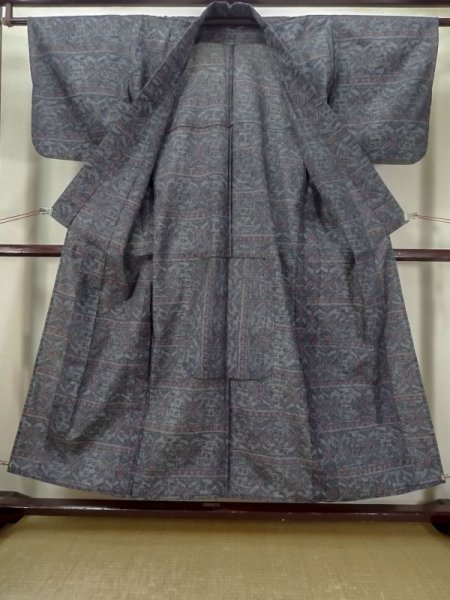 Photo2: Mint M0704V Used Japanese women  Multi Color HITOE unlined / Synthetic. Abstract pattern   (Grade A) (2)