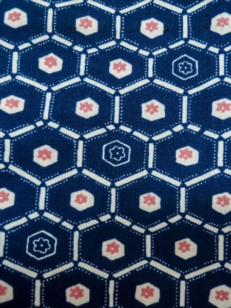 Photo6: M0704W Used Japanese women  Navy Blue HITOE unlined / Synthetic. Flower,   (Grade C) (6)