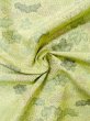 Photo12: M0704Z Used Japanese women Light Yellowish Green OSHIMA TSUMGI pongee / Silk. Flower,   (Grade C) (12)