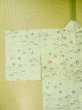 Photo17: M0704Z Used Japanese women Light Yellowish Green OSHIMA TSUMGI pongee / Silk. Flower,   (Grade C) (17)