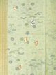 Photo22: M0704Z Used Japanese women Light Yellowish Green OSHIMA TSUMGI pongee / Silk. Flower,   (Grade C) (22)