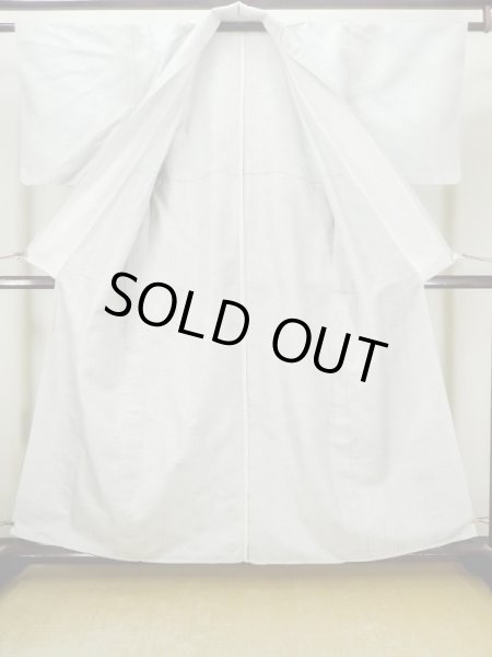 Photo2: M0705A Used Japanese women Light Gray HITOE unlined / Silk. Hemp leaf   (Grade C) (2)