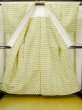 Photo2: M0705C Used Japanese women  Yellow HITOE unlined / Synthetic. Flower,   (Grade C) (2)