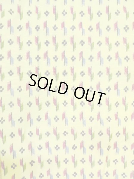 Photo4: M0705C Used Japanese women  Yellow HITOE unlined / Synthetic. Flower,   (Grade C) (4)