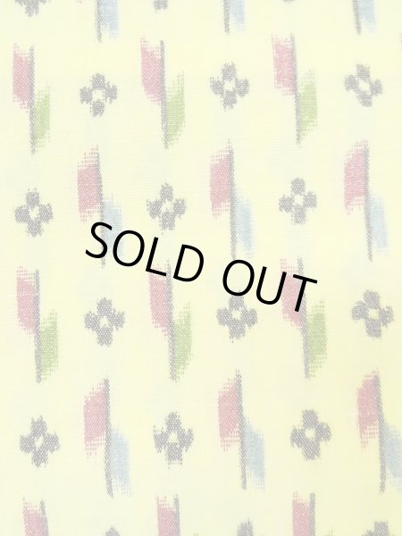 Photo6: M0705C Used Japanese women  Yellow HITOE unlined / Synthetic. Flower,   (Grade C) (6)