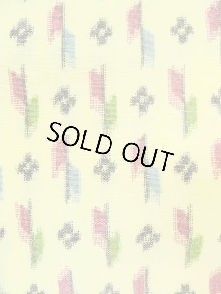 Photo7: M0705C Used Japanese women  Yellow HITOE unlined / Synthetic. Flower,   (Grade C) (7)