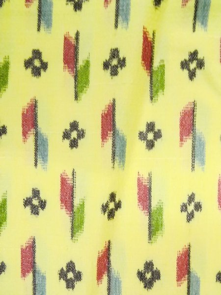 Photo8: M0705C Used Japanese women  Yellow HITOE unlined / Synthetic. Flower,   (Grade C) (8)