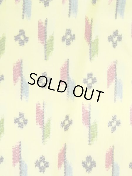 Photo8: M0705C Used Japanese women  Yellow HITOE unlined / Synthetic. Flower,   (Grade C) (8)