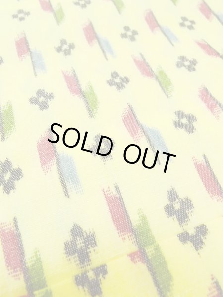 Photo9: M0705C Used Japanese women  Yellow HITOE unlined / Synthetic. Flower,   (Grade C) (9)