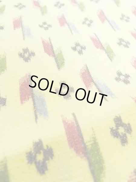 Photo10: M0705C Used Japanese women  Yellow HITOE unlined / Synthetic. Flower,   (Grade C) (10)