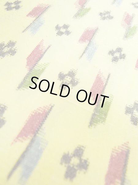 Photo11: M0705C Used Japanese women  Yellow HITOE unlined / Synthetic. Flower,   (Grade C) (11)