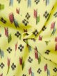 Photo12: M0705C Used Japanese women  Yellow HITOE unlined / Synthetic. Flower,   (Grade C) (12)