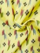 Photo13: M0705C Used Japanese women  Yellow HITOE unlined / Synthetic. Flower,   (Grade C) (13)