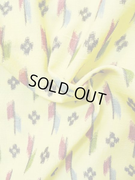 Photo13: M0705C Used Japanese women  Yellow HITOE unlined / Synthetic. Flower,   (Grade C) (13)