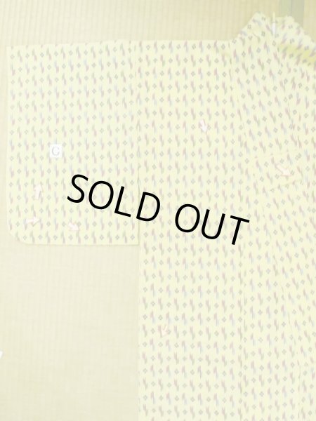 Photo17: M0705C Used Japanese women  Yellow HITOE unlined / Synthetic. Flower,   (Grade C) (17)