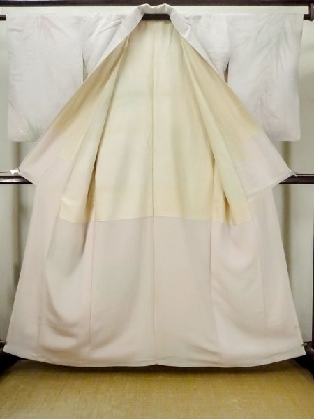 Photo2: M0705D Used Japanese women Pale Pink ORI woven / Silk. Tall grass,   (Grade D) (2)