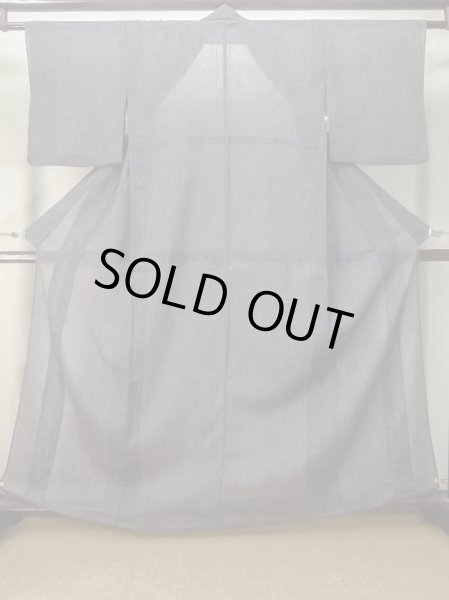 Photo1: M0712A Used Japanese women Grayish Dark Red HITOE unlined / Wool. Stripes,   (Grade B) (1)