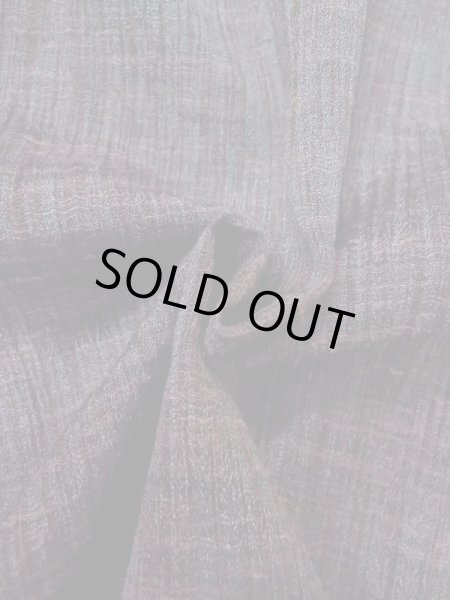 Photo9: M0712A Used Japanese women Grayish Dark Red HITOE unlined / Wool. Stripes,   (Grade B) (9)