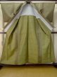 Photo2: M0712G Used Japanese womenDark Vivid Yellowish Green HITOE unlined / Wool. Plaid Checks,   (Grade D) (2)