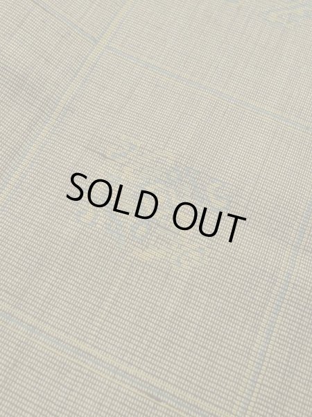 Photo7: M0712G Used Japanese womenDark Vivid Yellowish Green HITOE unlined / Wool. Plaid Checks,   (Grade D) (7)