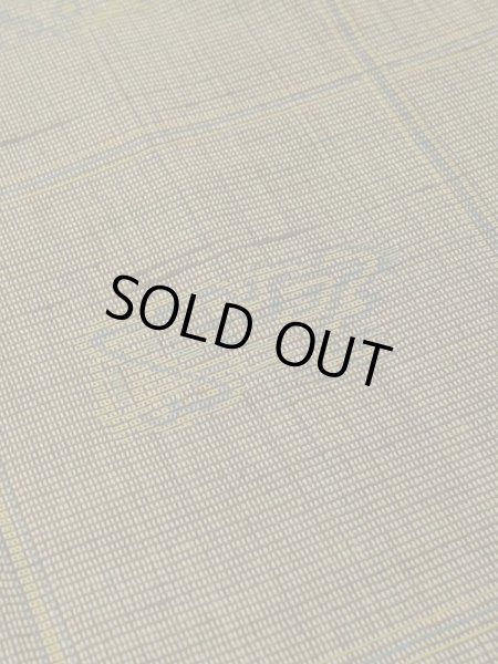 Photo8: M0712G Used Japanese womenDark Vivid Yellowish Green HITOE unlined / Wool. Plaid Checks,   (Grade D) (8)