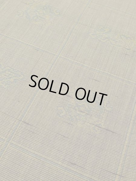 Photo9: M0712G Used Japanese womenDark Vivid Yellowish Green HITOE unlined / Wool. Plaid Checks,   (Grade D) (9)