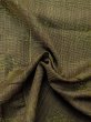 Photo10: M0712G Used Japanese womenDark Vivid Yellowish Green HITOE unlined / Wool. Plaid Checks,   (Grade D) (10)