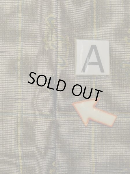 Photo13: M0712G Used Japanese womenDark Vivid Yellowish Green HITOE unlined / Wool. Plaid Checks,   (Grade D) (13)